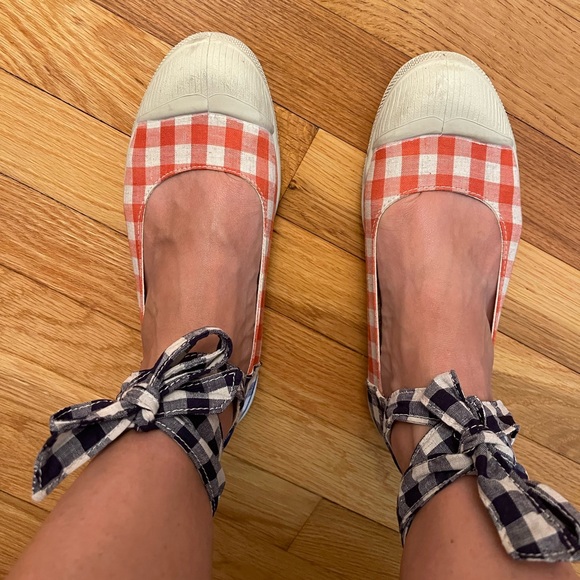 Bensimon Gingham Print Color-block Ankle-Wrap Sneaker - Picture 7 of 14